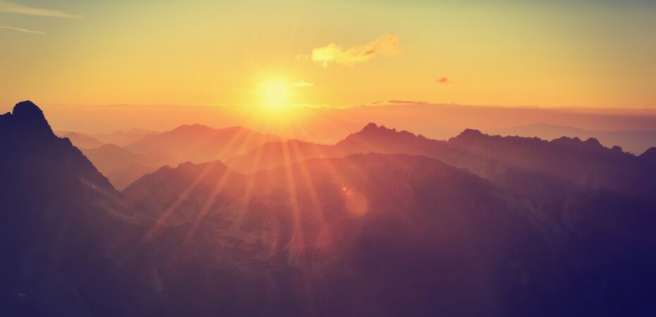 sunset over mountains