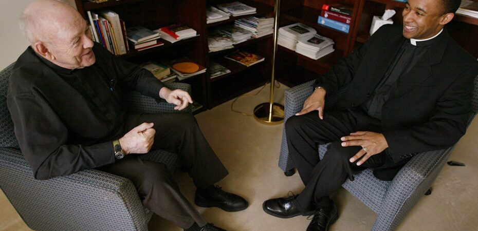 SEMINARIAN MEETS WITH THEOLOGICAL COLLEGE FACULTY MEMBER